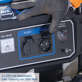 Gerador de eletricidade a gasolina SG3200x Scheppach - máx. 2800W | 2x230V tomadas | depósito 15L